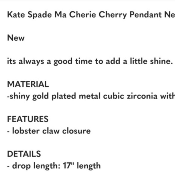 🔹️Kate Spade🔹️Ma Cherie Cherry Necklace and Earrings Jewelry Set (MSRP $146) - Picture 7 of 10